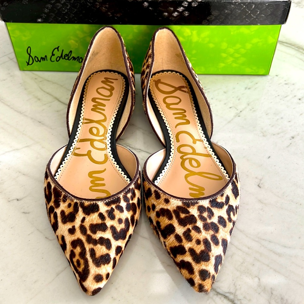 Pointed toe leopard flats Sam Elderman size 8 1/2
